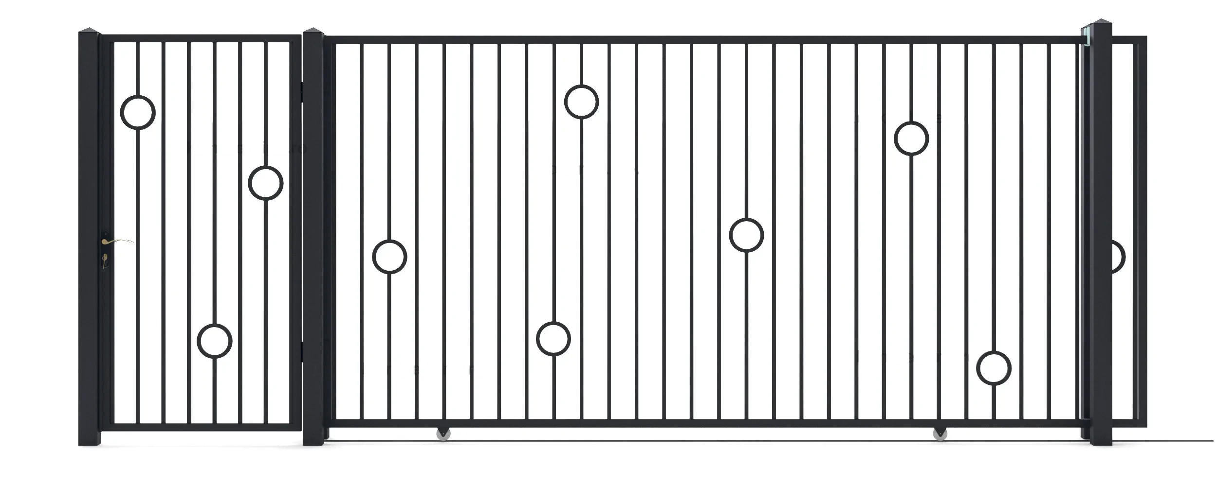 Fém kapuk Lights (KP107) — autós és gyalogkapu