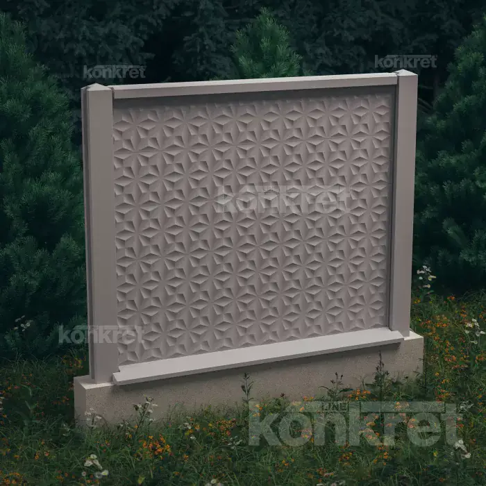 Flower (KM200) betonkerítés, magasság 150 cm, szürke (standard)