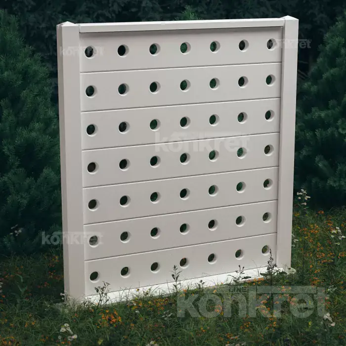 Betonkerítés Lights (KV202), magasság 210 cm, fehér (prémium)