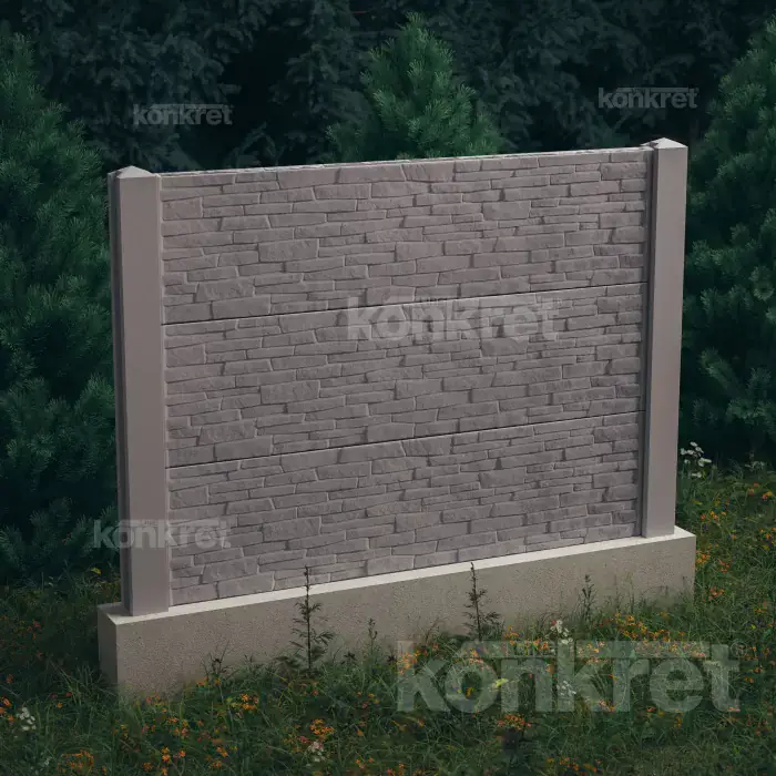 Stacked Stone betonkerítés (KT300), 150 cm magas, szürke (standard)