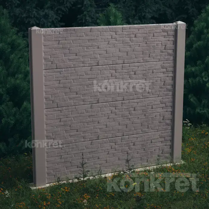 Stacked Stone betonkerítés (KT300), magasság 200 cm, szürke (standard)