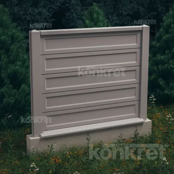 Smooth-Rebated betonkerítés (KS900), 150 cm magas, szürke (standard)
